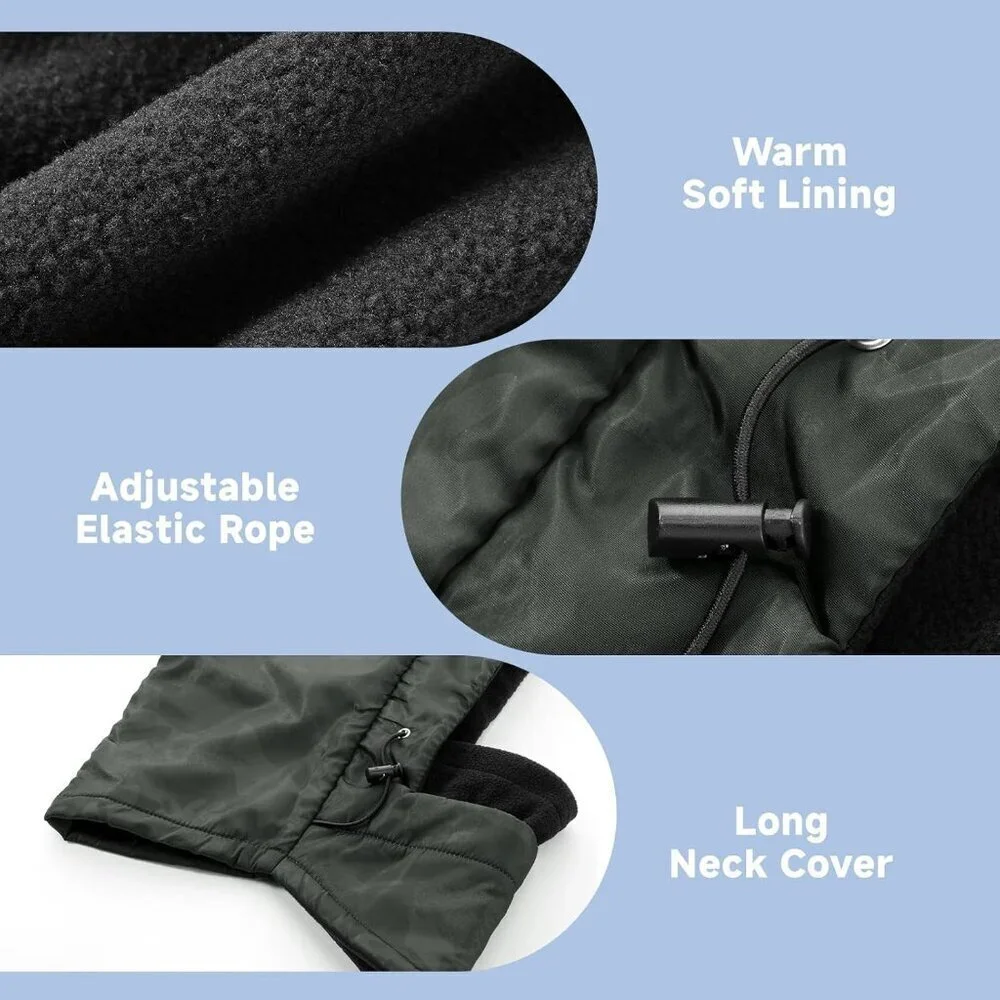 Men's Black Camo Lining Windproof Adjustable Winter Cold Weather Face Mask